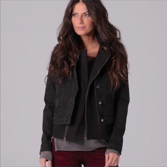 Current/Elliott Denim Wool Duo Layer Moto Jacket